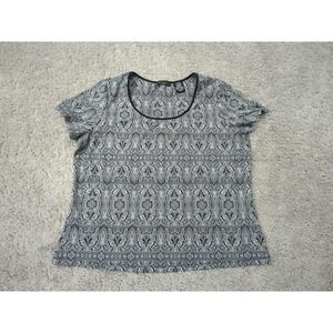 Apostrophe Top Womens 16-18W PLUS Black‎ Scoop Neck Short Sleeve Floral